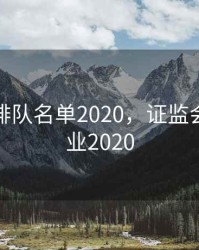 证监会排队名单2020，证监会排队企业2020