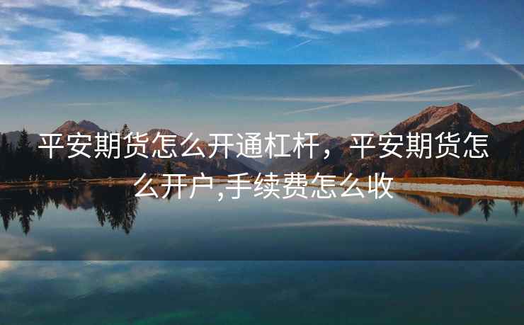 平安期货怎么开通杠杆，平安期货怎么开户,手续费怎么收