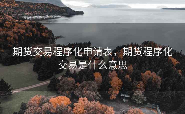 期货交易程序化申请表，期货程序化交易是什么意思