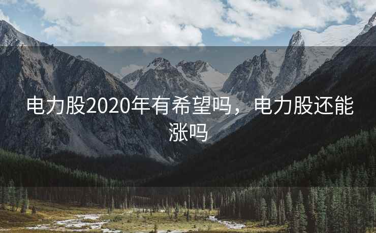 电力股2020年有希望吗,电力股还能涨吗 电力股2020年有希望吗,电力股还能涨吗
