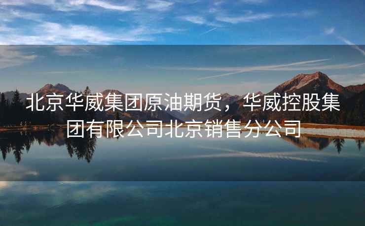 北京华威集团原油期货，华威控股集团有限公司北京销售分公司