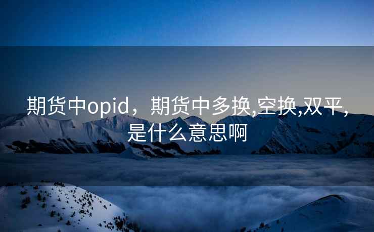 期货中opid，期货中多换,空换,双平,是什么意思啊